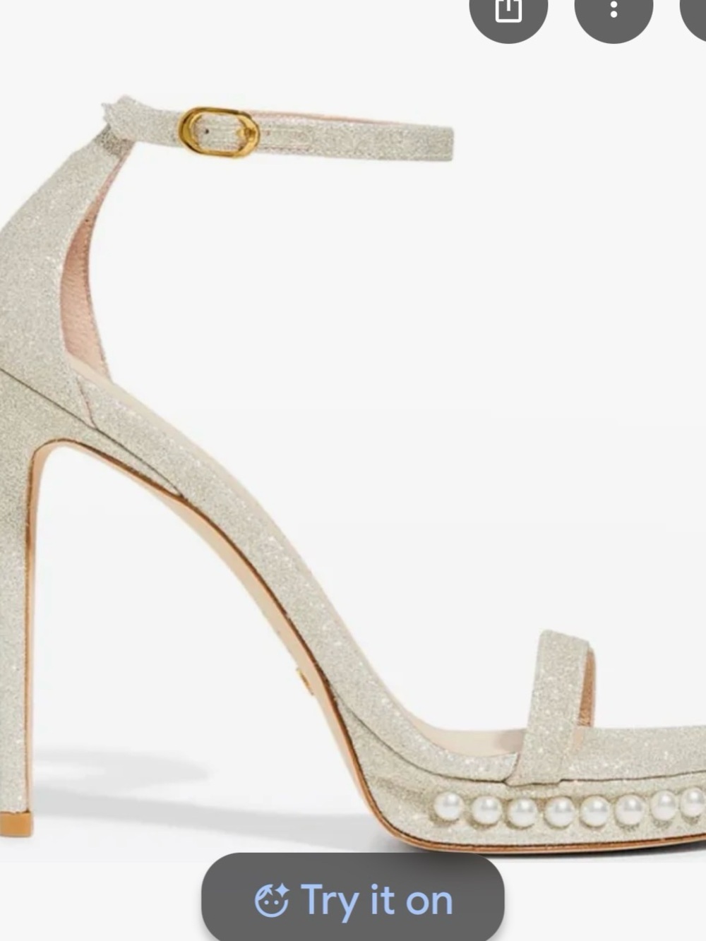 Stuart Weitzman Nudistdisco
Pearl Platform Sandals Fig-Fine Glitter Sz 8.5 NIB - Picture 2 of 7